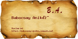 Babocsay Anikó névjegykártya